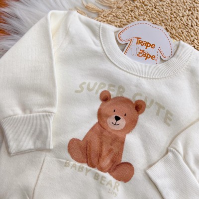 Conj. Casaco Super Cute Baby Bear e Calça - Off White